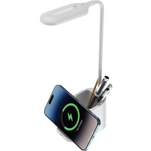 Almere Giftology 3-in-1 Desk Lamp With 15W Wireless Charger & Pen Holder White Display